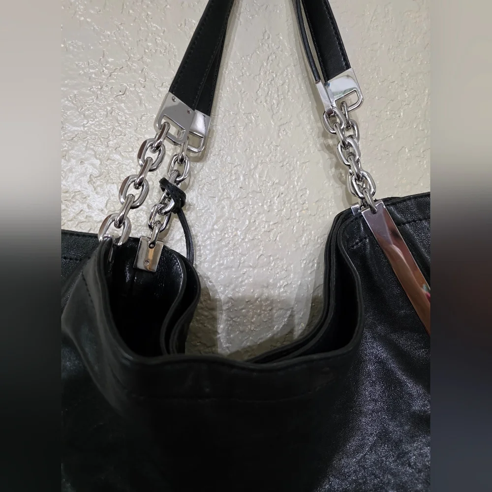 Michael Kors Black Shoulder Bag with Silver Accents - Picture 5 of 11